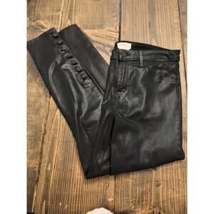 L'AGENCE Piper High-Rise Button-Hem black Coated Skinny Jeans sz 30